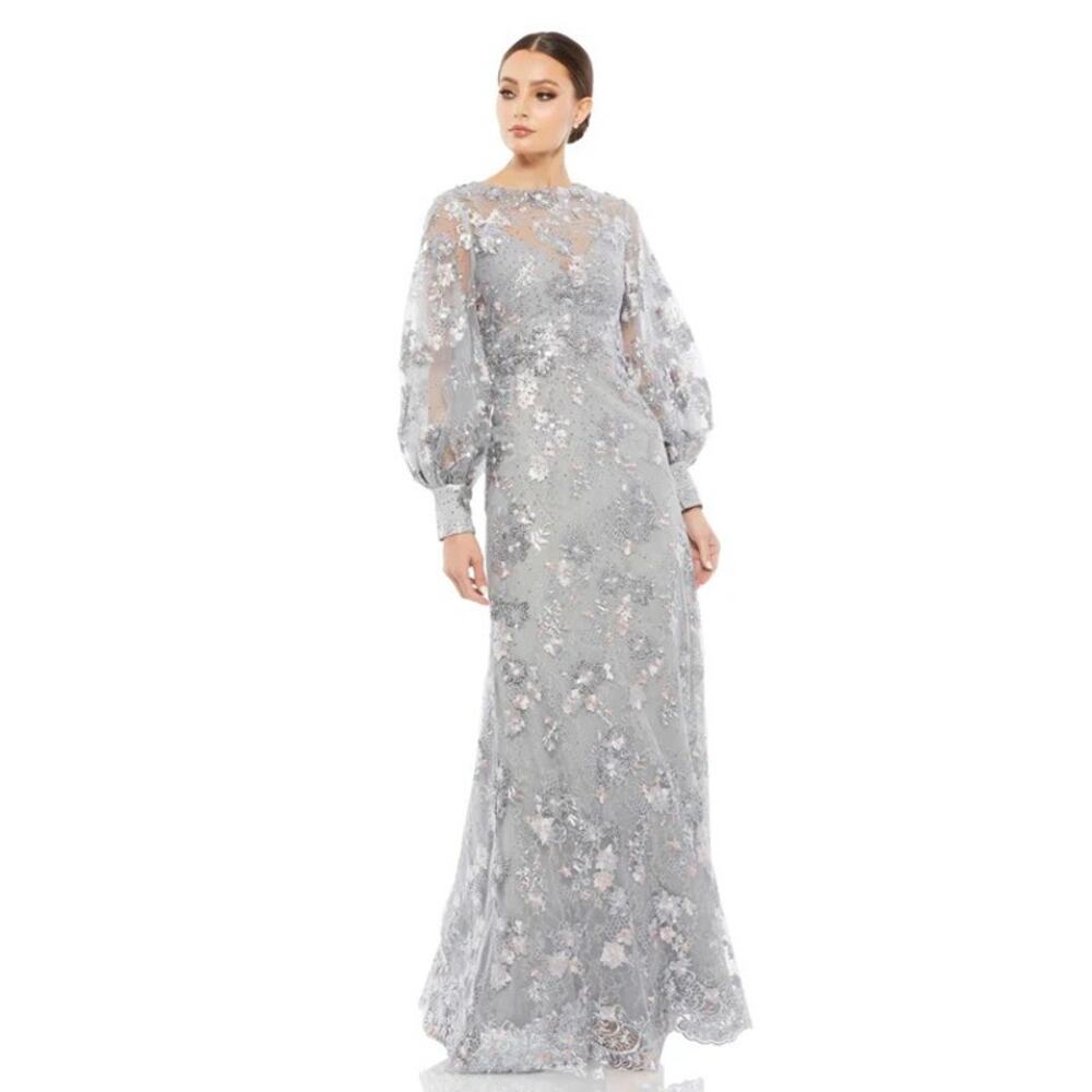 Mac Duggal 67936 - Long Sleeve Embellished Evening Gown - 8